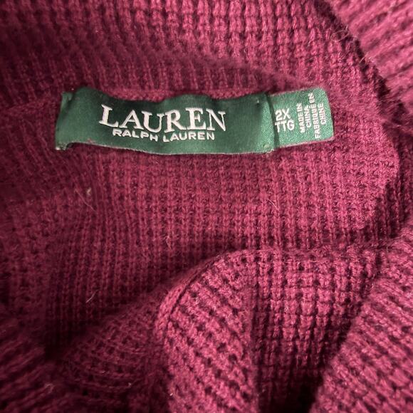 LAUREN RALPH LAUREN Women Purple Cowl Neck Pullover Sweater Top Size 2X EUC - Picture 2 of 9